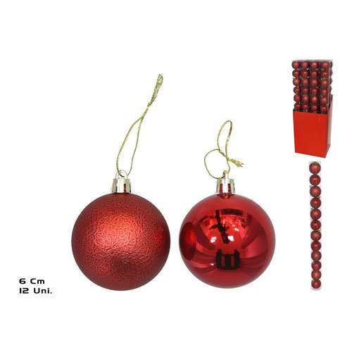 Tubo x12 bolas de Natal 6 cm