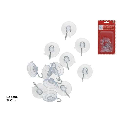 Conjunto x12 cabides com ventosa 3 cm